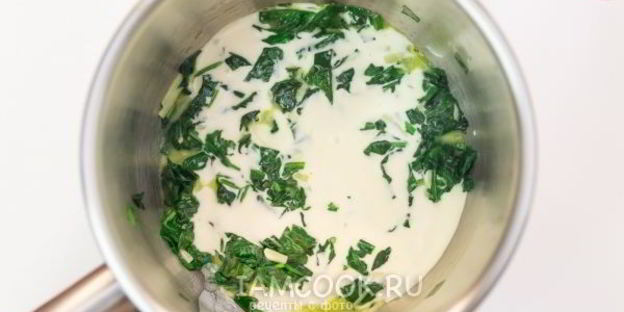 картофельное пюре со шпинатом и чесноком