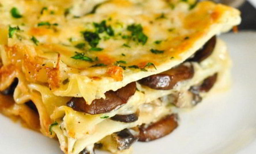 Рецепт домашней лазанья с сыром и грибами