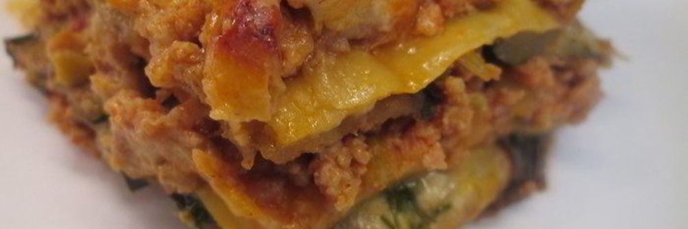 Лазанья Болоньезе с баклажанами и кабачками