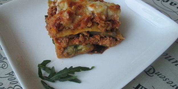 лазанья болоньезе с баклажанами и кабачками
