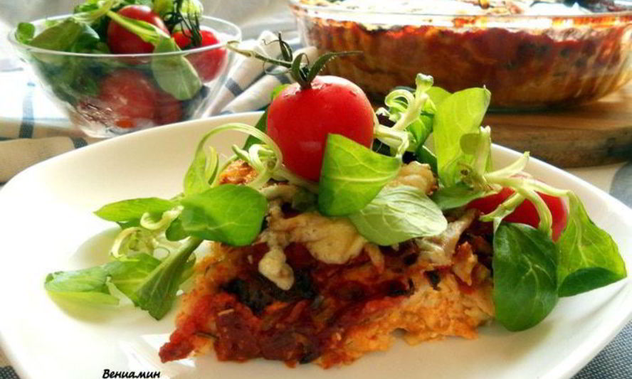 Рецепт лазаний из ржаных блинчиков с курицей, томатами и базиликом