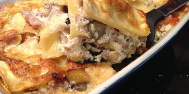 лазанья с баклажанами и индейкой