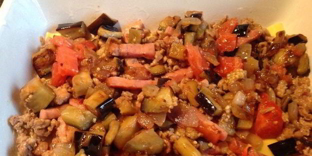 лазанья с баклажанами и индейкой