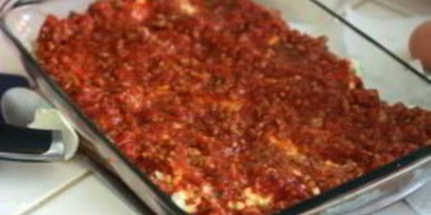 лазанья с фаршем и моцареллой