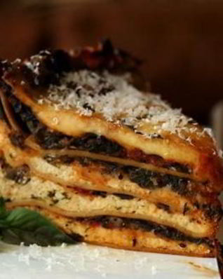 Лазанья с грибами и шпинатом