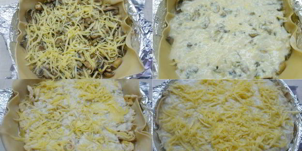 лазанья с курицей и шампиньонами