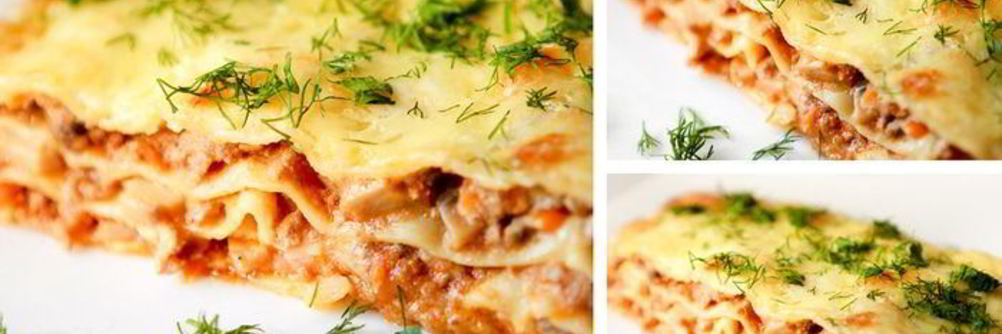 Лазанья с мясом и грибами