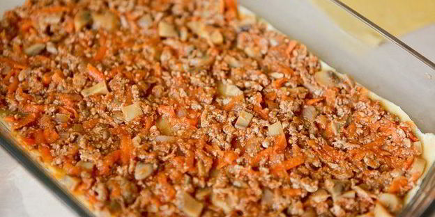 лазанья с мясом и грибами