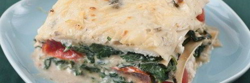 Лазанья с рикоттой, шпинатом и черри