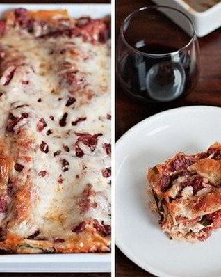 Лазанья со шпинатом под соусом Маринара