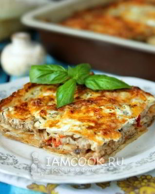 Ленивая лазанья с грибами