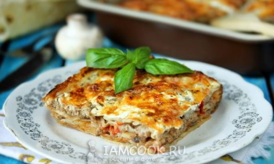 Рецепт ленивой лазанья с грибами
