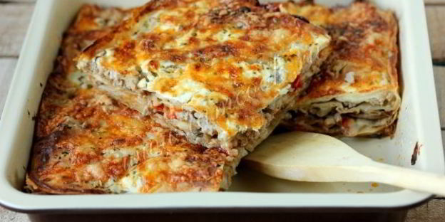 ленивая лазанья с грибами