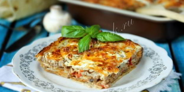 ленивая лазанья с грибами