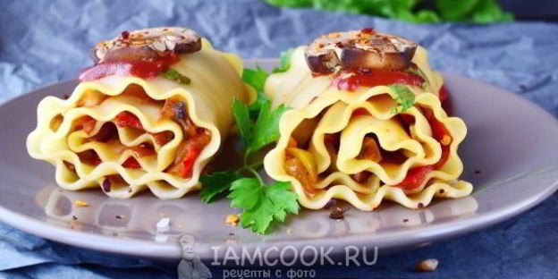 постная лазанья с грибами