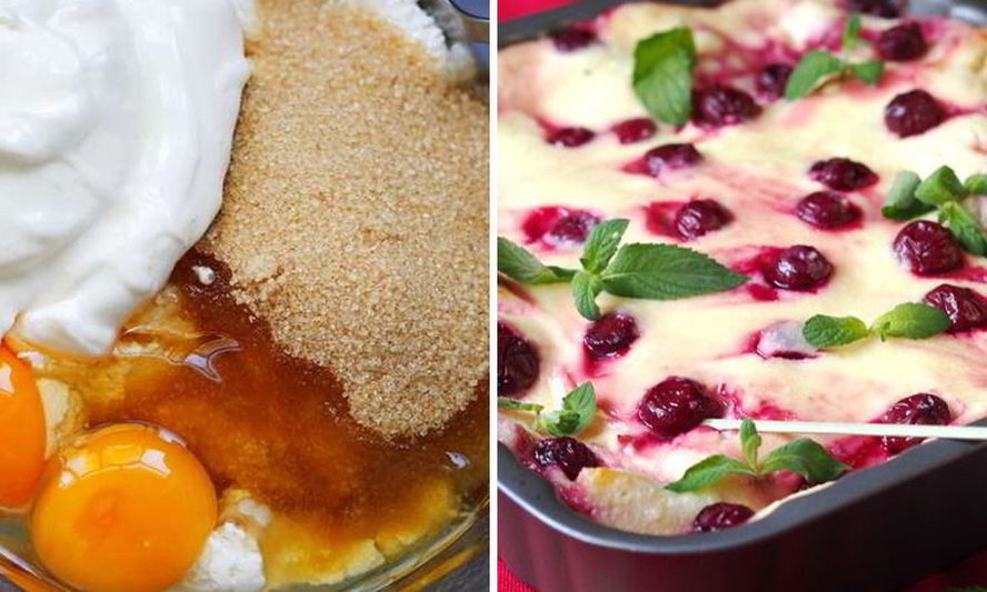 Рецепт вишнева-творожной лазанья