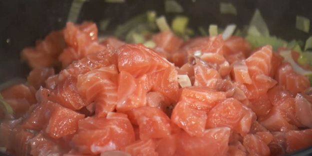 зеленая лазанья с рыбой