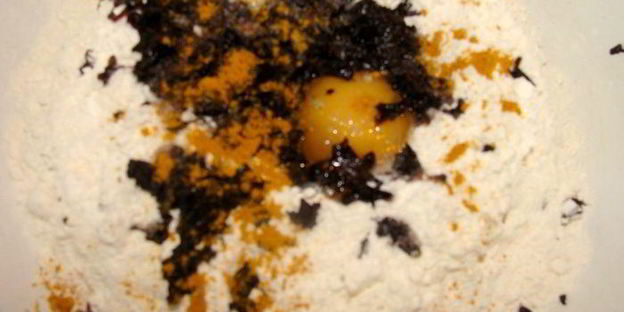 домашняя базиликовая паста с овощами гриль и пармезаном