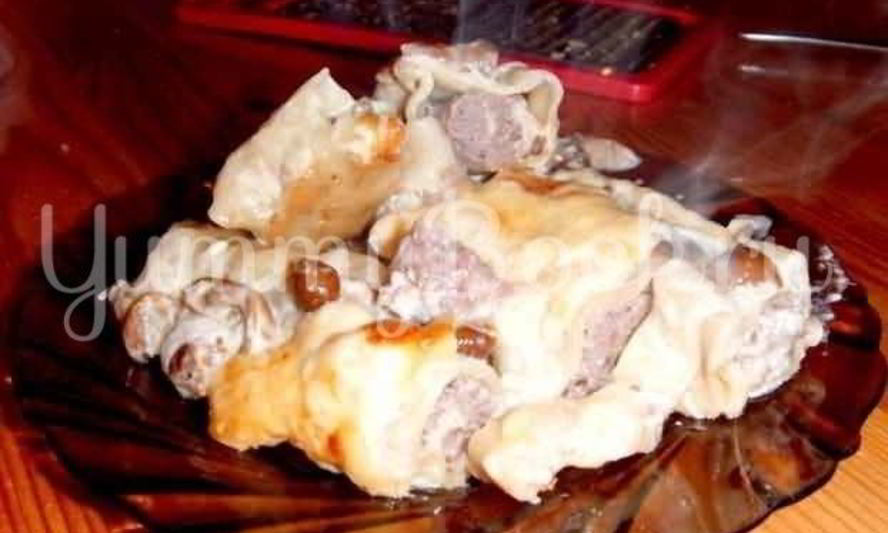 Рецепт каннеллонь с мясом и грибами