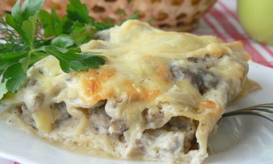 Рецепт каннелоней с фаршем и грибами