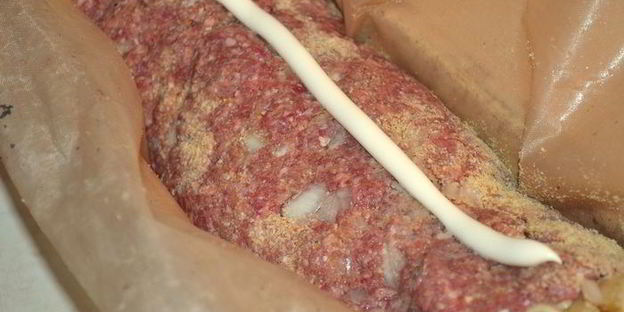 макароны по-флотски рулетом