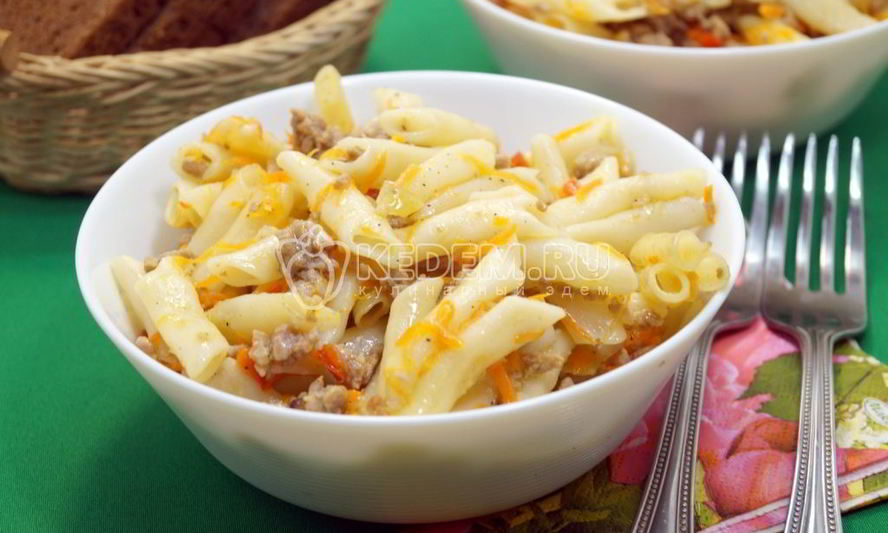 Рецепт макарон с фаршем на сковороде