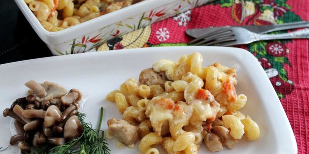 макароны с курицей в духовке запеченные