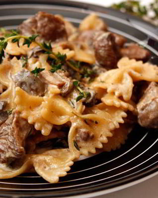 Паста с индейкой и грибами