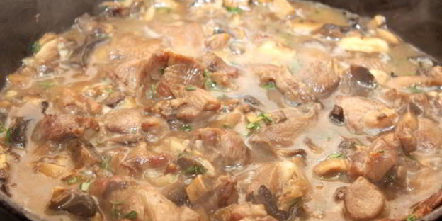 паста с индейкой и грибами