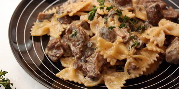 паста с индейкой и грибами