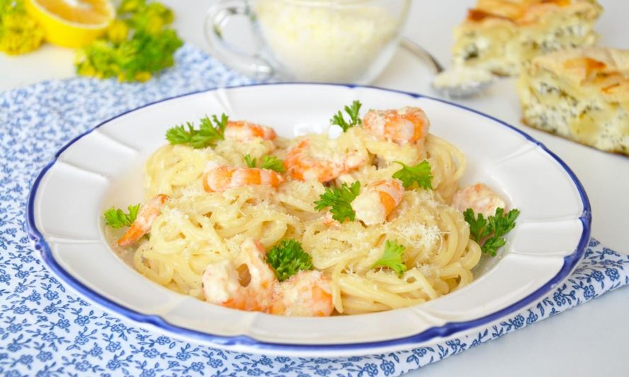 Рецепт пасты с креветками в чесночном соусе