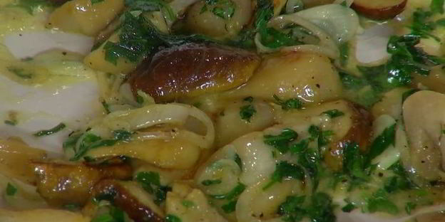 паста с курицей и белыми грибами