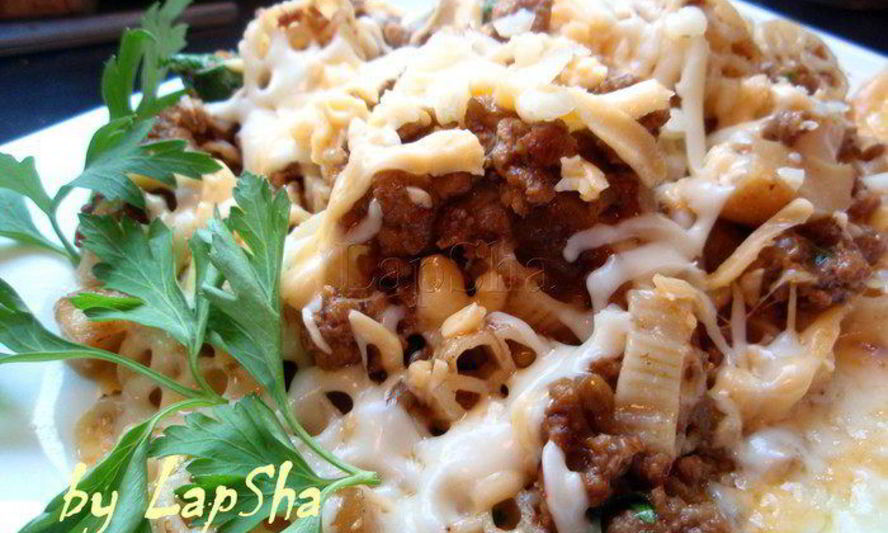 Рецепт пасты с мясом и белыми грибами