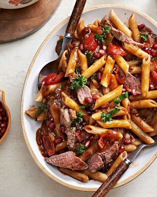 Паста с мясом страуса