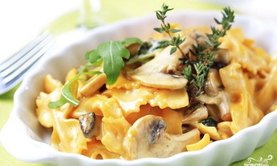Рецепт пасты с шампиньонами