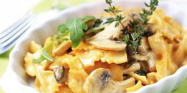 паста с шампиньонами