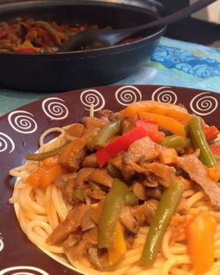 Паста с вешенками