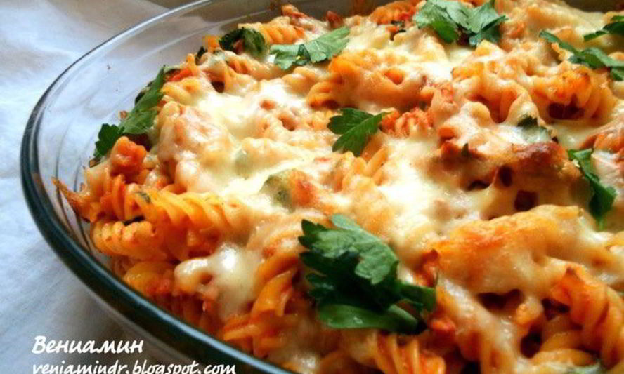 Рецепт пасты, запеченной с тунцом и моцареллой