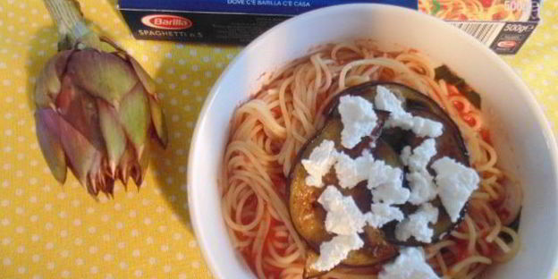 спагетти алла норма с баклажанами