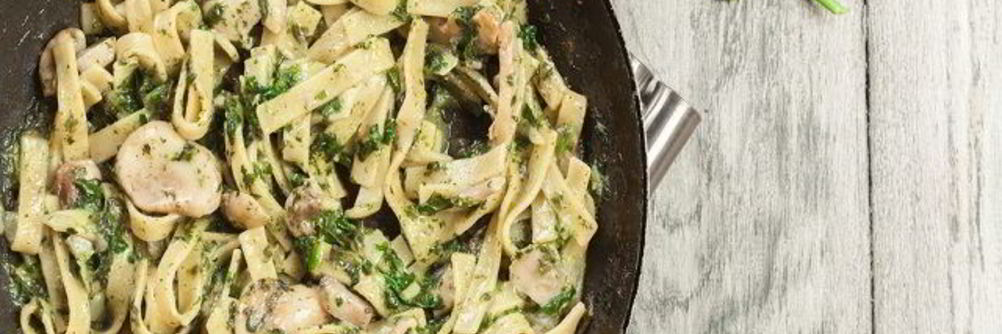 Спагетти с грибами в сливочном соусе