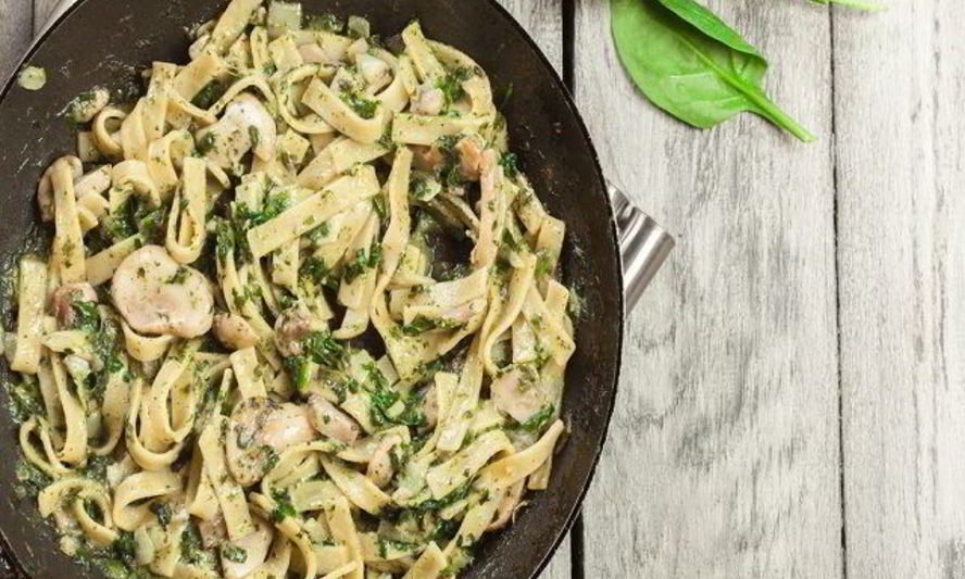 Рецепт спагетти с грибами в сливочном соусе