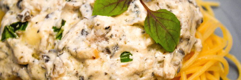 Спагетти со сливочно-грибным соусом Дор-блю