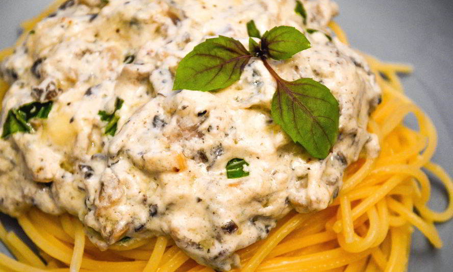 Рецепт спагетти со сливочно-грибным соусом дор-блю