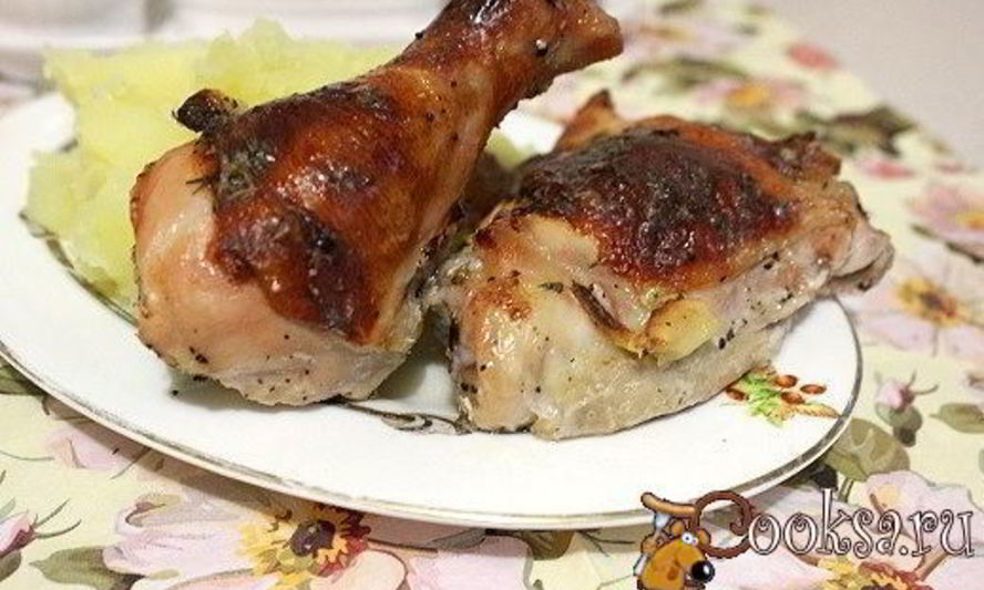Рецепт куриных окорочка запеченные со сметаной и чесноком