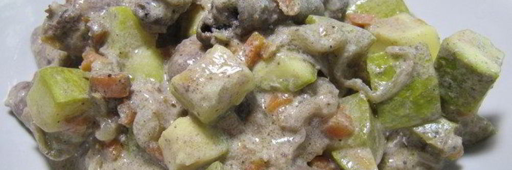 Куриные сердечки с кабачками