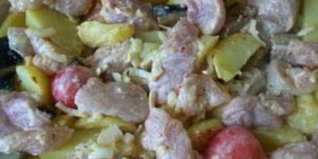 курица с баклажанами и картошкой