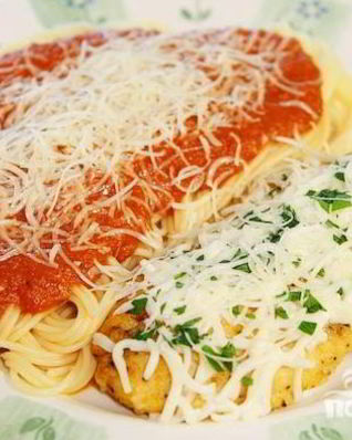 Курица с макаронами и томатно-сливочным соусом