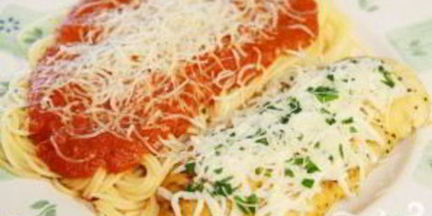 курица с макаронами и томатно-сливочным соусом