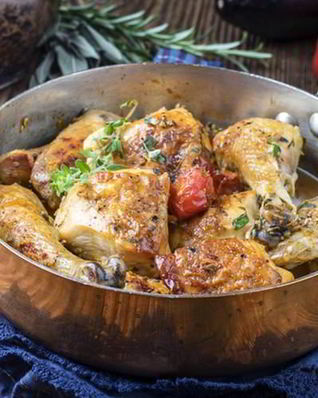 Курица с овощами в вине