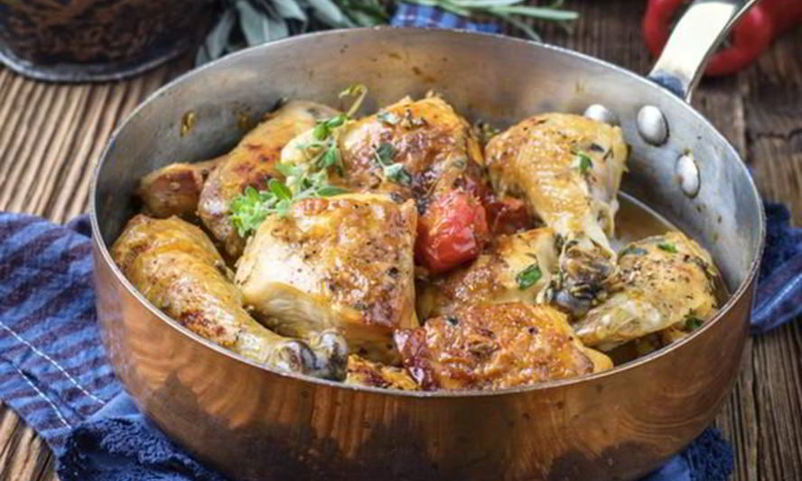 Рецепт курицы с овощами в вине